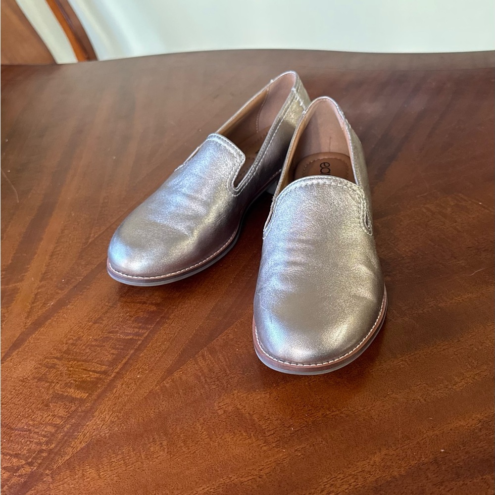 Earth Metallic Leather Slip-Ons